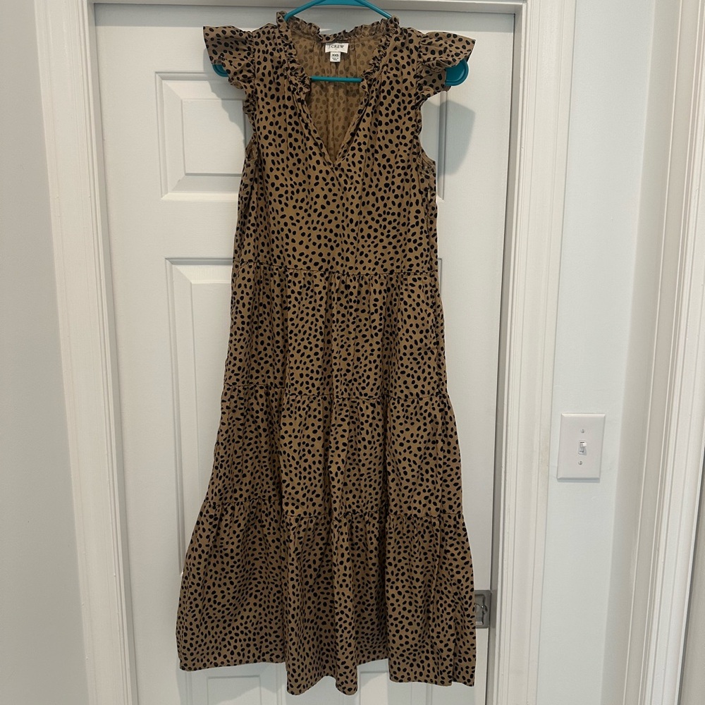 J. Crew Factory Brown Polka Dot Midi Dress